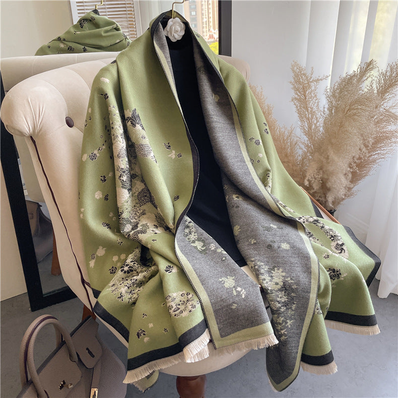 Lady Style Cashmere-like Double-sided Thermal Student Scarf  for women