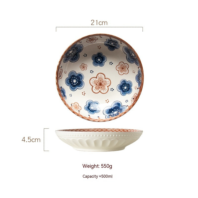 Vine Ceramic Underglaze Color Disc Complex Dish Deep Plates Household Creative Tableware