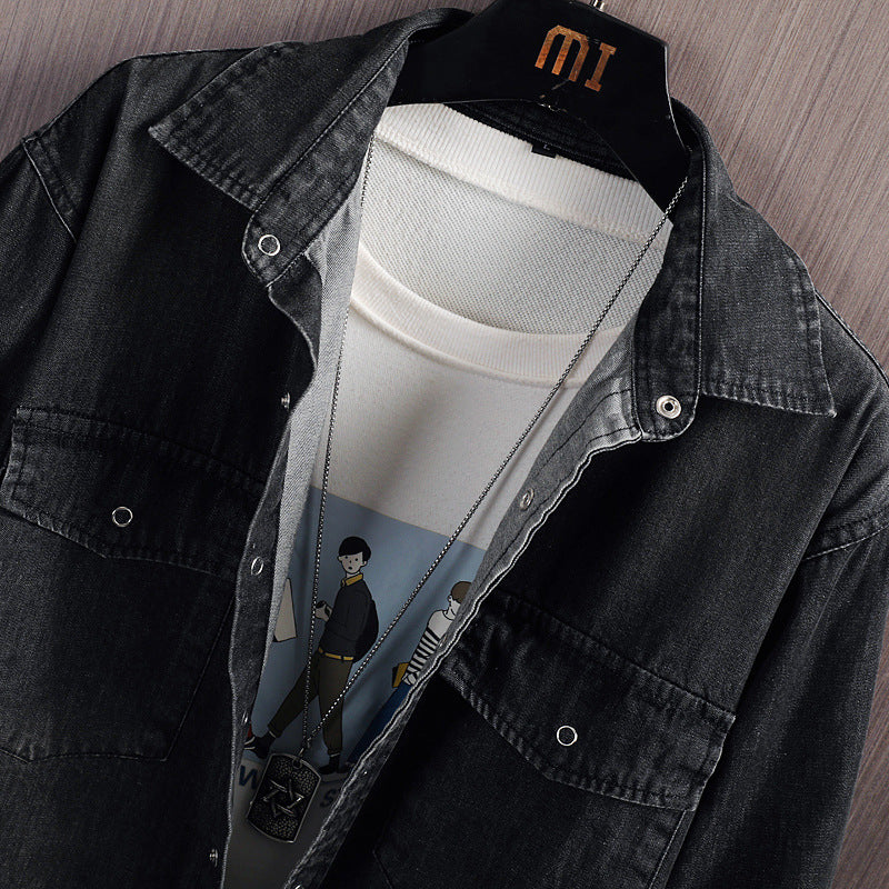 Denim Shirt Men Summer Thin Ins Long Sleeve