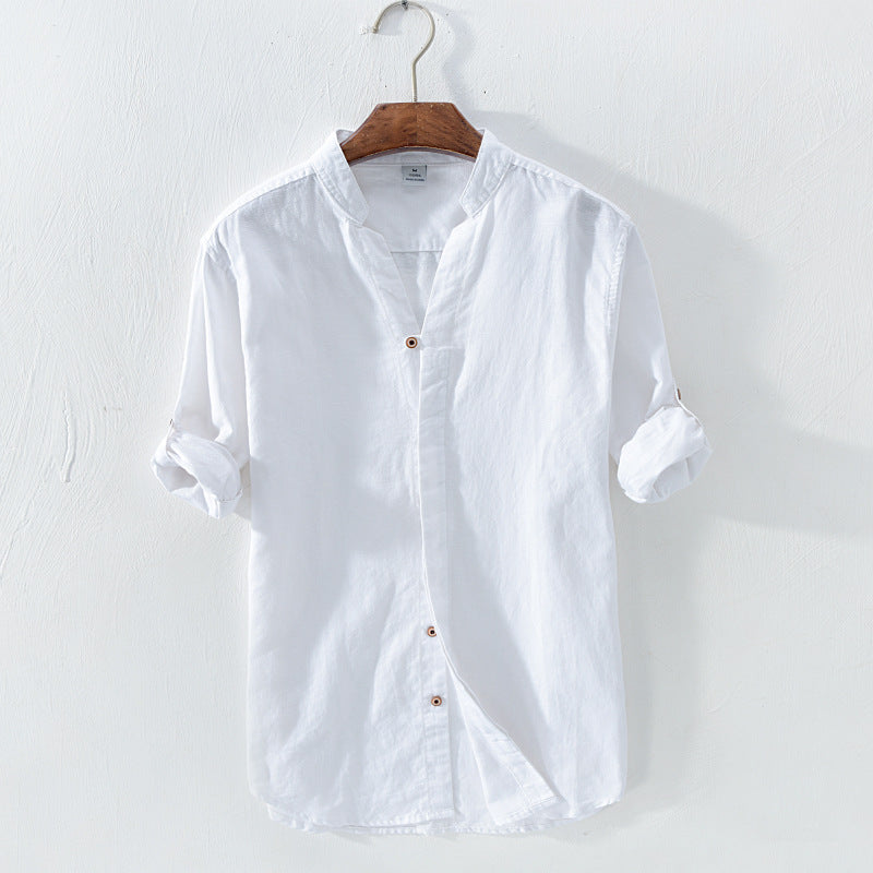 Linen Men's Casual Shirt Japanese Retro Loose Cotton And Linen Shirt Men