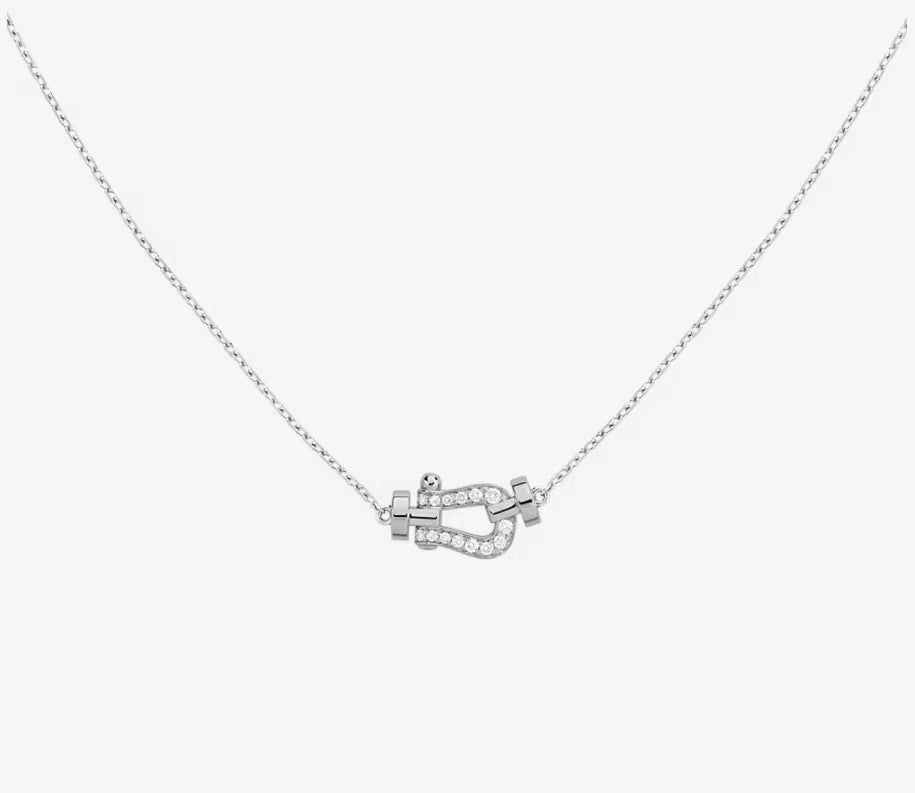 French S925 Sterling Silver Horseshoe Necklace