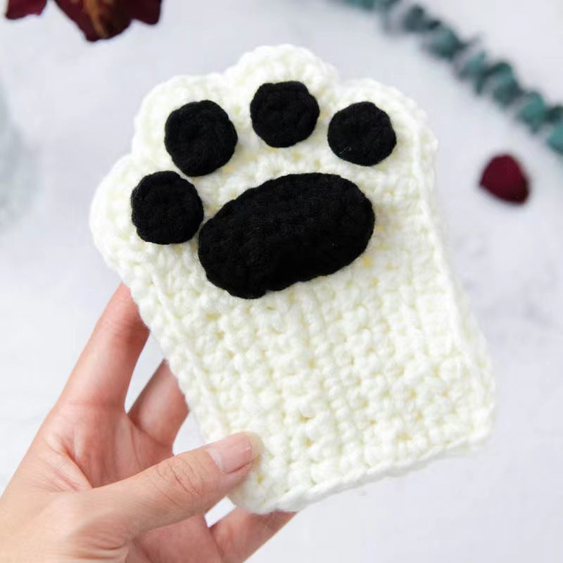 Cat's Paw and Wool Woven Half Finger Finished Cute Warm Winter Gift For women