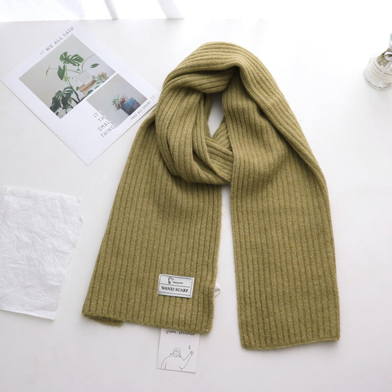 Short Knitted Plain Striped Scarves For Men And Women