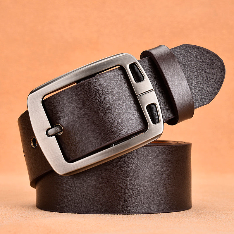 Men's leather pin buckle casual belt