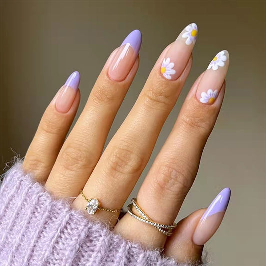 Women's Wear Colorful Floral Decorative Fake Nail Stickers