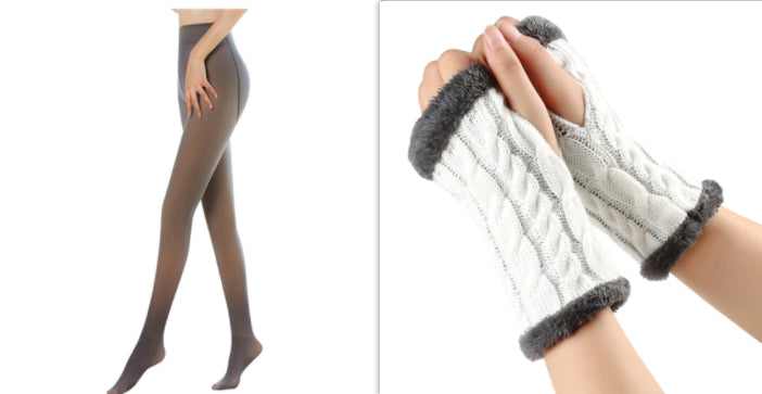 Fleece-lined Fluffy and Twist Knitted Finger Leakage glove for women