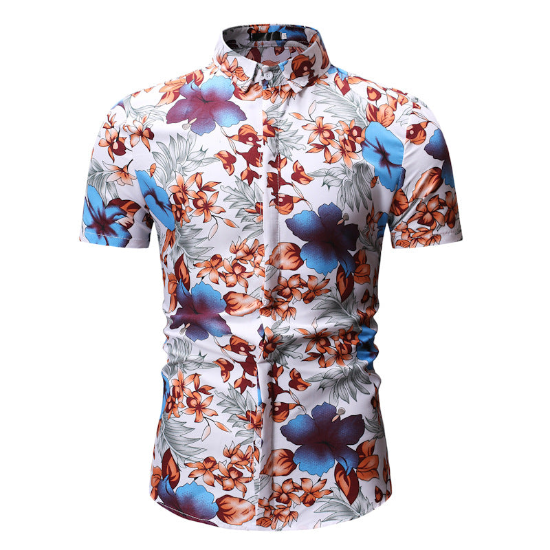 Men's Casual Short Sleeve Flower Shirts Men's Clothing