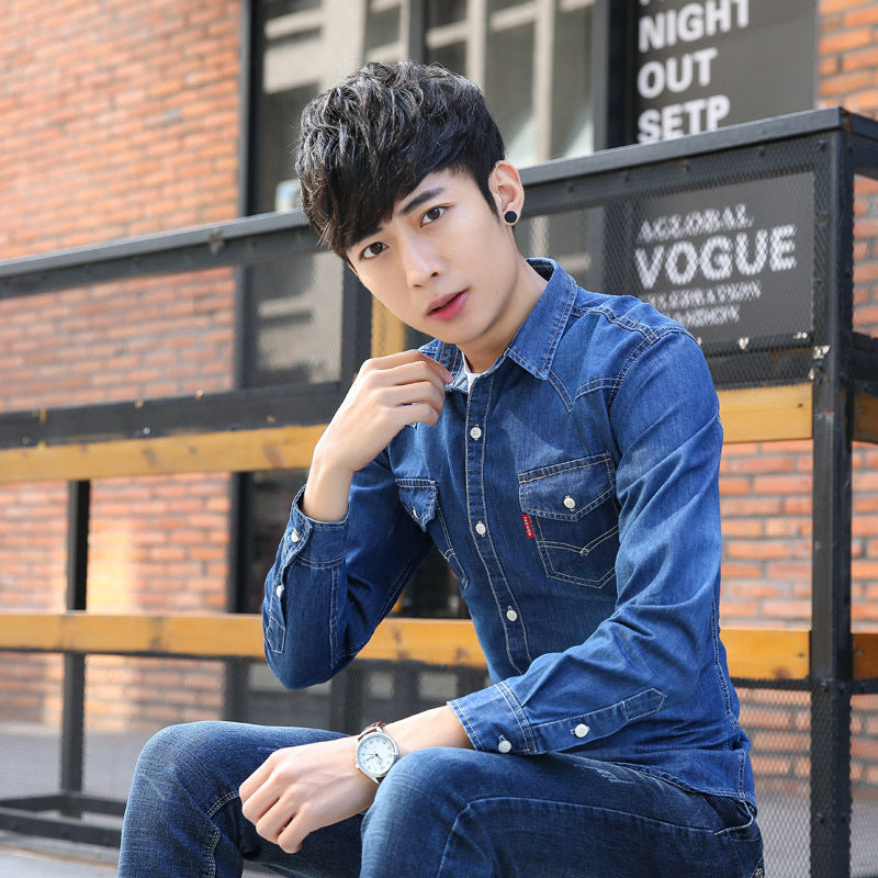 New men's denim shirt