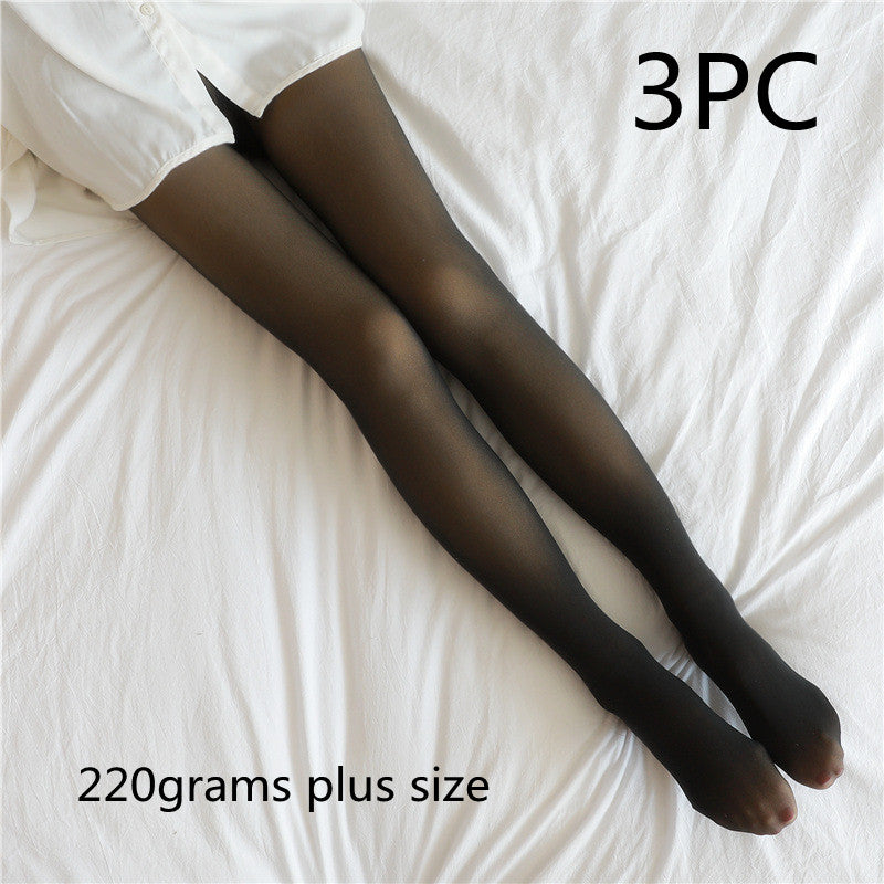 Fake Translucent Plus Size Leggings Fleece Lined Tights Fall And Winter Warm Fleece Pantyhose for Women