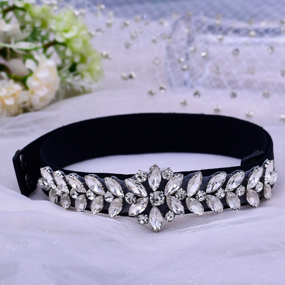 Rhinestone Inlaid Elastic Stretch Belt for women