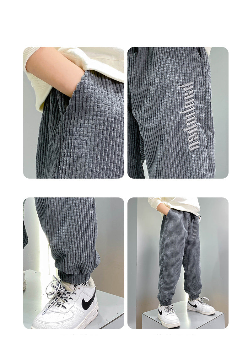 Casual Pants Thickened Plus Velvet for Middle-aged Kids