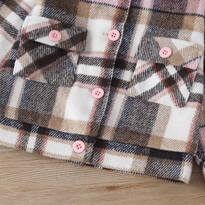 Small Plaid Coat for baby girls