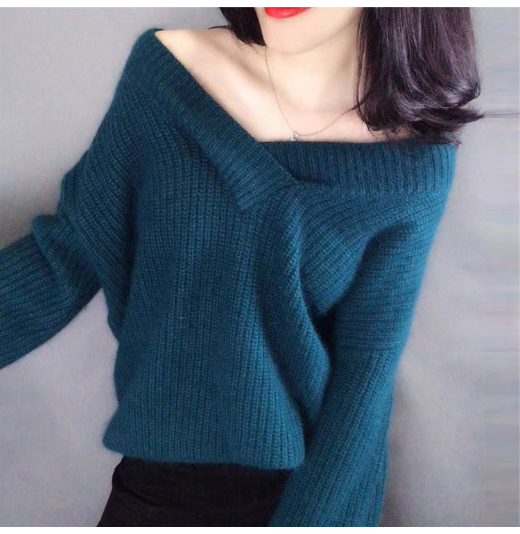 V Neck Pullovers Oversized Sweaters For Women