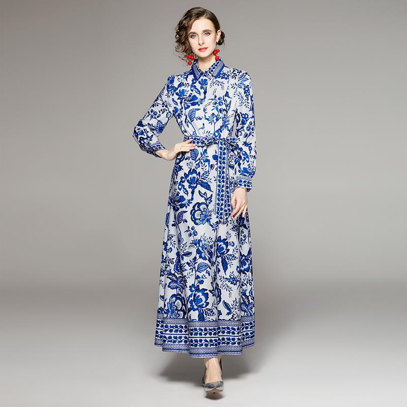 Long Sleeve Printed Dress For Women