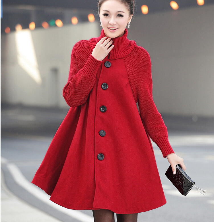 Winter Plus Size and Mid-length Loose Wool Overcoat and trench for women