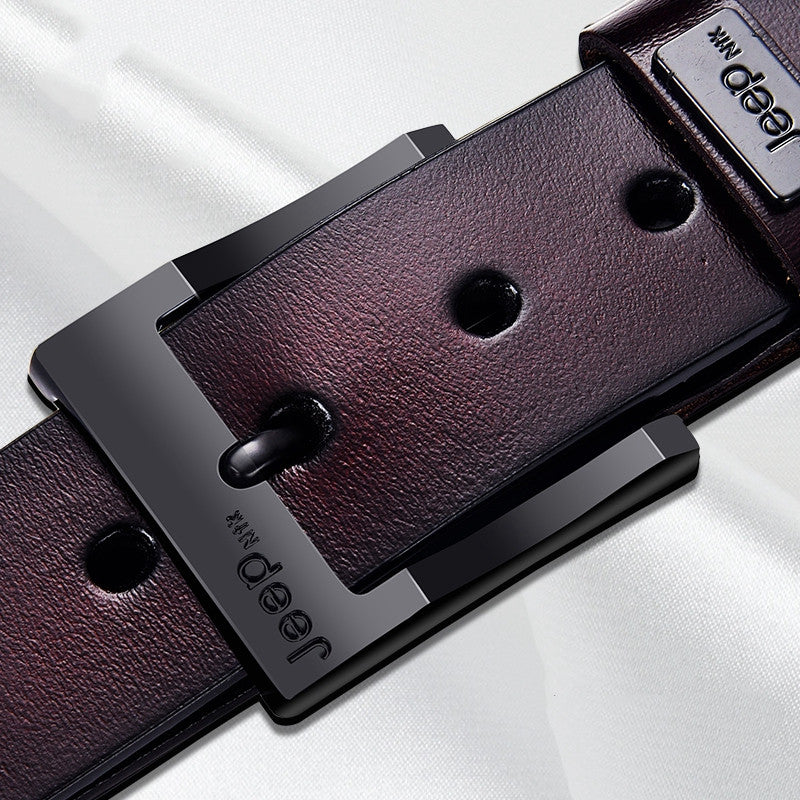 Men's leather pin buckle casual belt