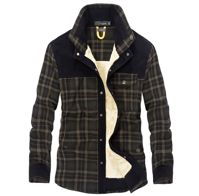 Pure Cotton Plaid Military Style Winter Jackets For Men