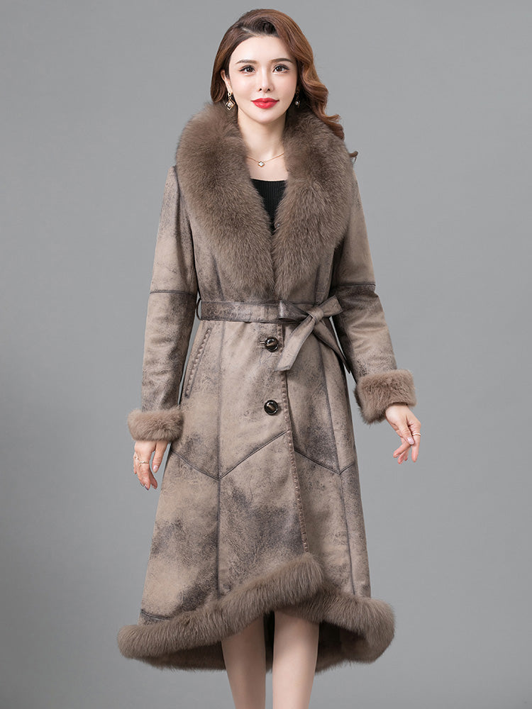 Real Thickened fur coat for women