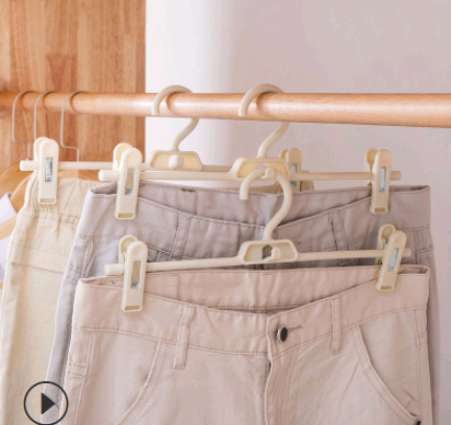 Hanger hanger indoor and outdoor plastic non-slip pants rack pants clip multi-function retractable superimposed pants rack drying rack