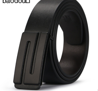 The young man's belt buckle belt smooth leather belts PU Korean tide students leisure plate buckle