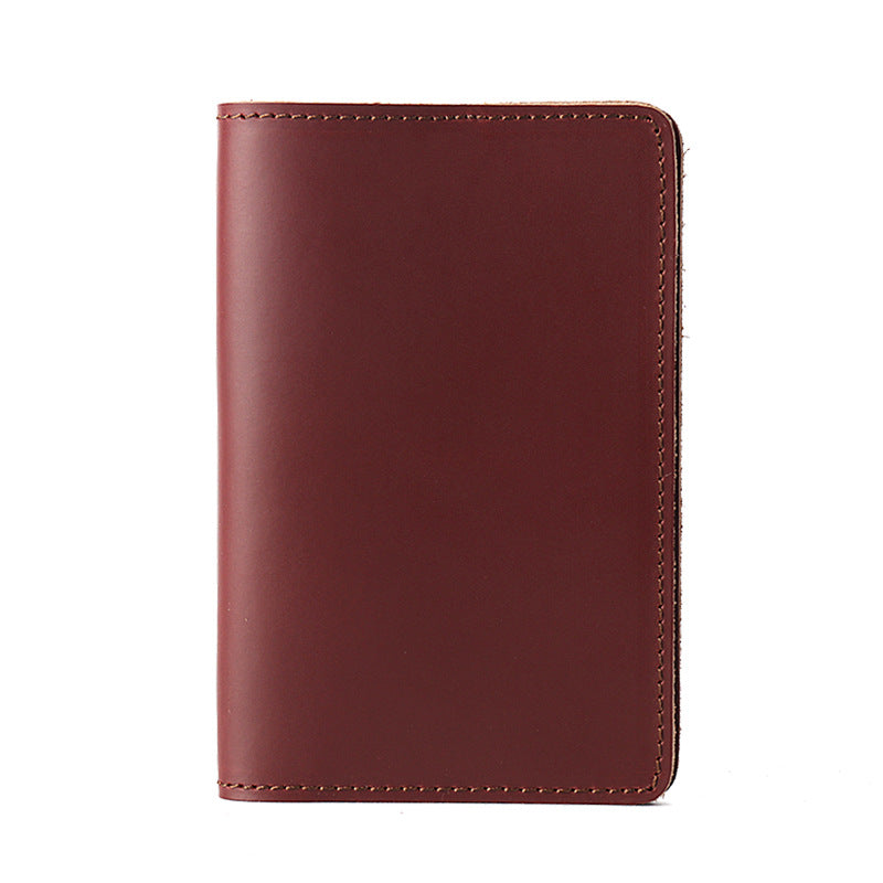 Genuine Leather Passport Holder Vertical Cowhide Simple Handmade