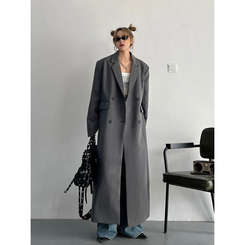 Strong aura Effect and Loose Slimming Korean Style Long Trench Coat for women