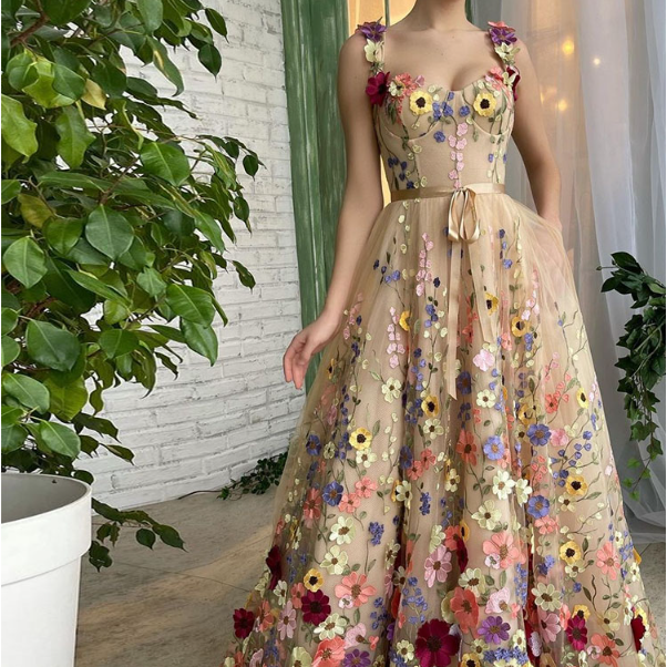 Sevintage Exquisite 3D Flowers Prom Dresses for women