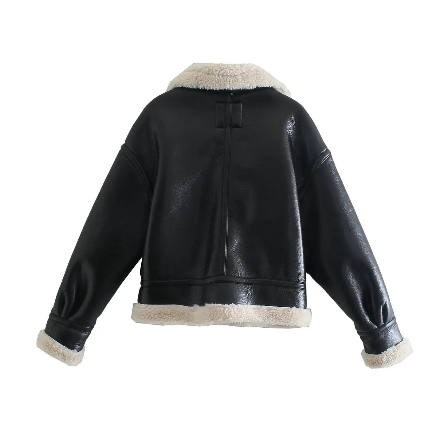 Trendy Biker Fleece Padded Faux Leather Jacket for women