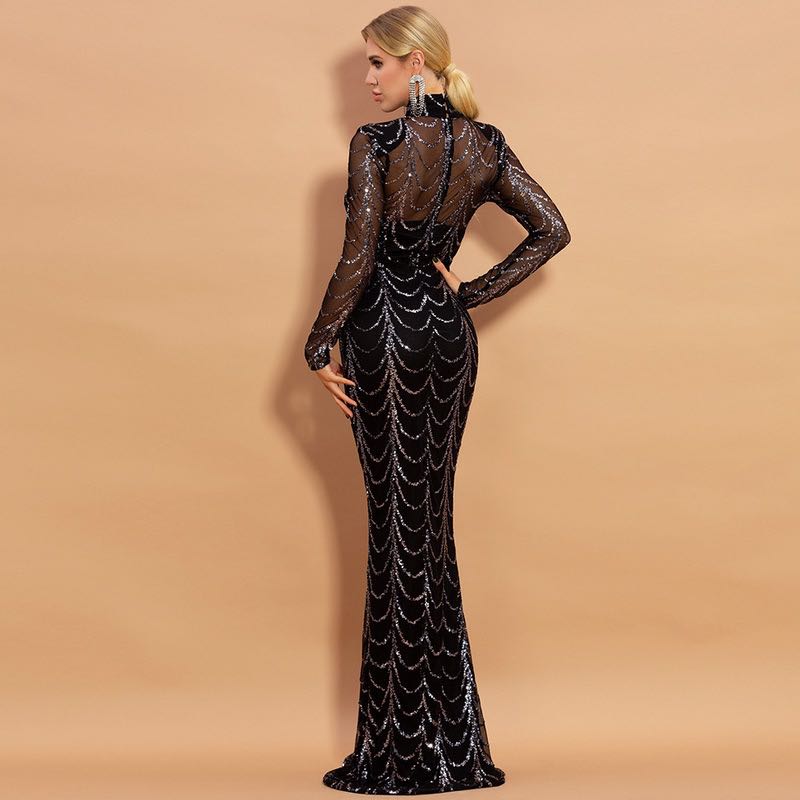 Sequins  Maxi Dresses Long Sleeve  Party Dresses for women