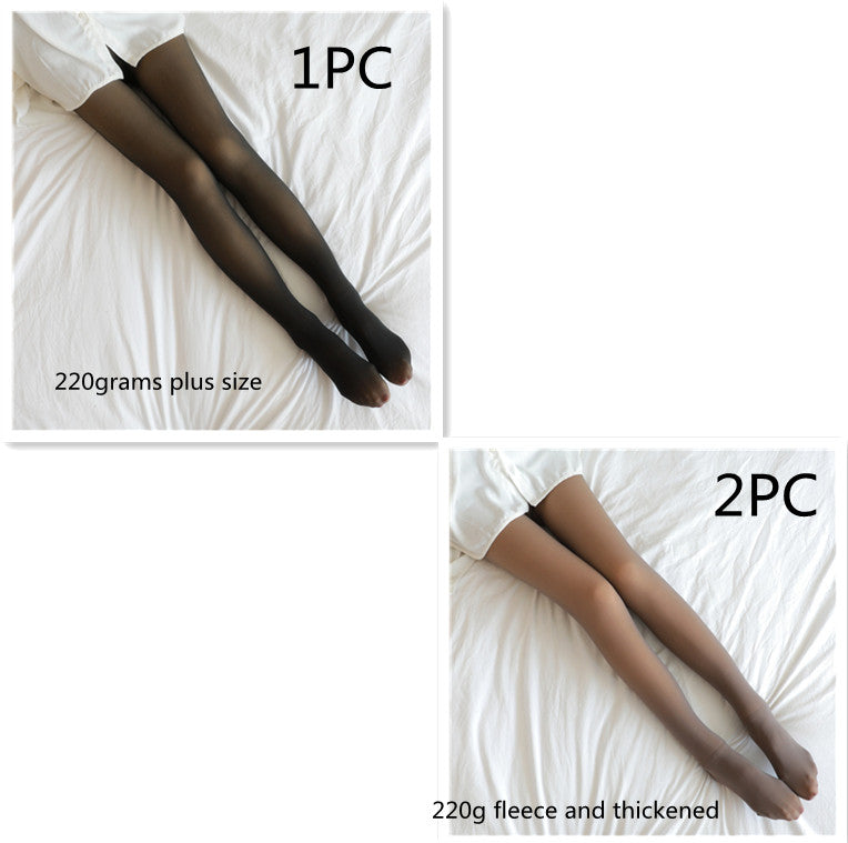 Fake Translucent Plus Size Leggings Fleece Lined Tights Fall And Winter Warm Fleece Pantyhose for Women