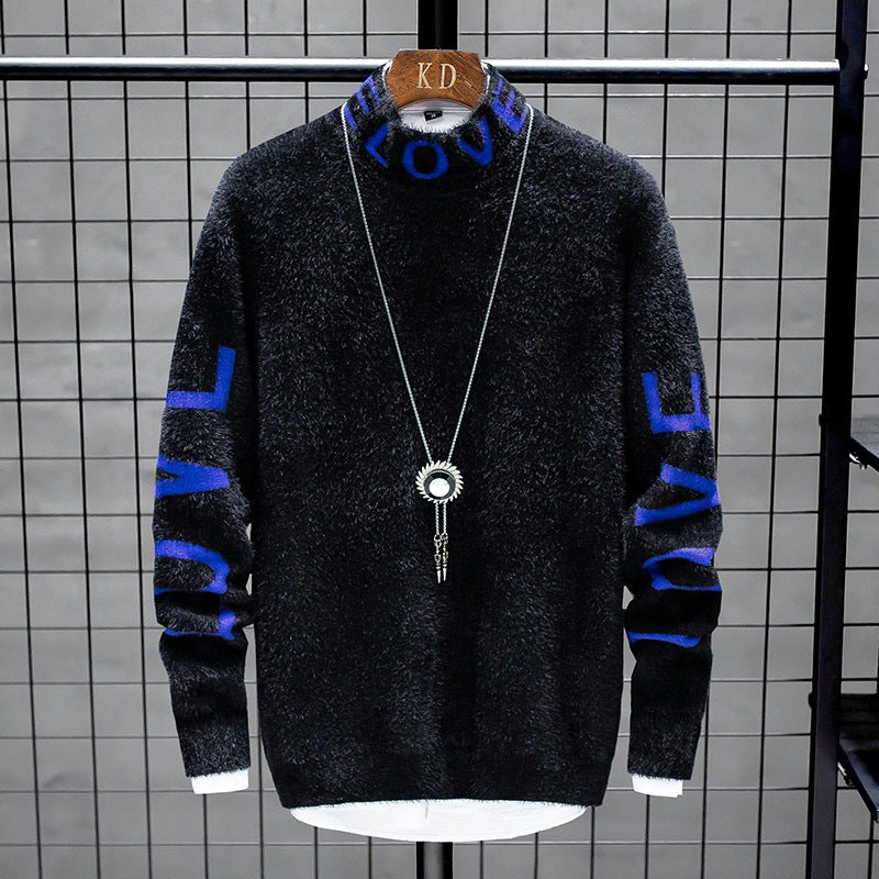 High Neck Loose Personalized Sweater For Men