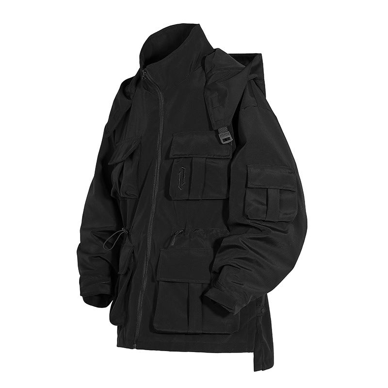 Hooded Standing Collars Large Pockets Jackets For Men/Women