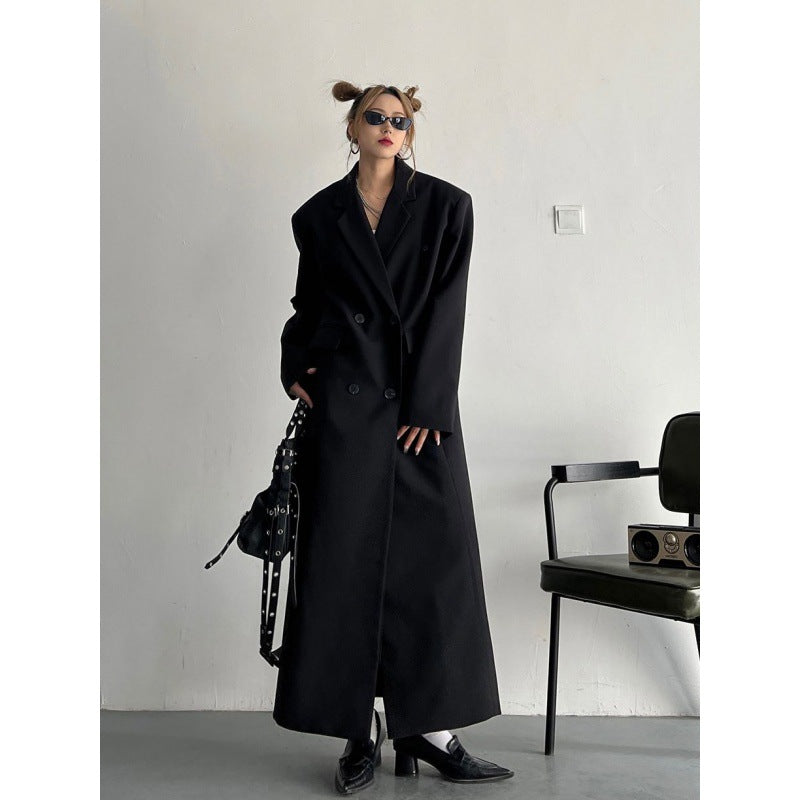 Strong aura Effect and Loose Slimming Korean Style Long Trench Coat for women