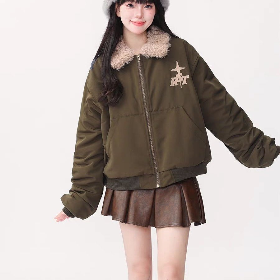 Imitation Lamb Wool Short Cotton Coat for girls