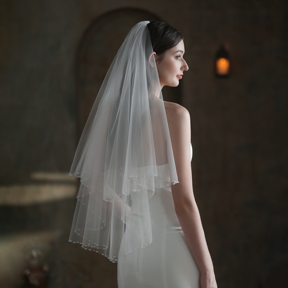 Exquisite Handmade Beaded Bridal Veil for women