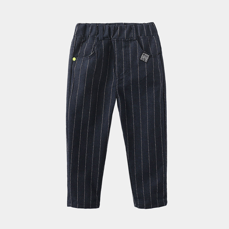 Striped  Elastic Waist Casual Pants for boys