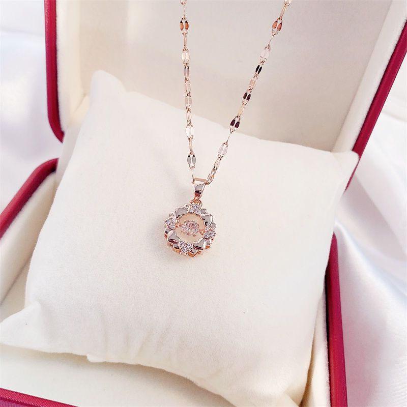 Women's Fashion Simple Full Diamond Perfume Bottle Clavicle Chain