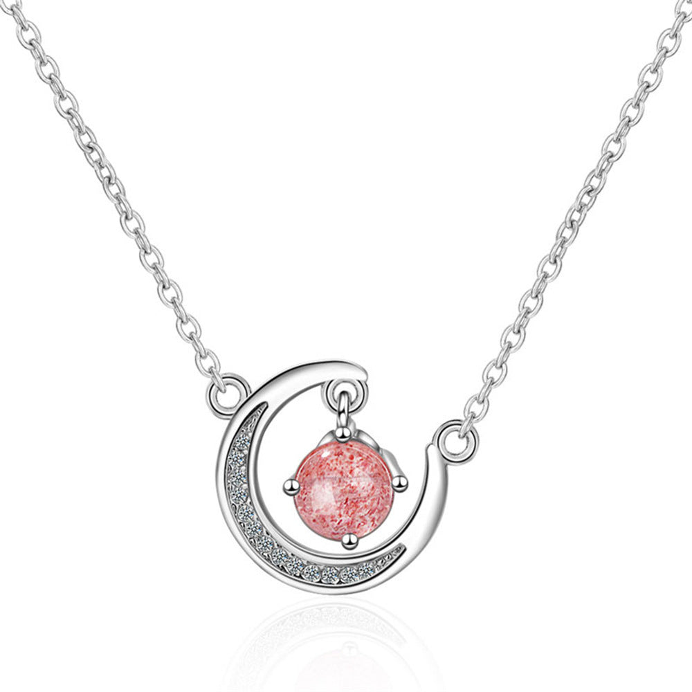 Crystal Moon Female Fashion Simple Diamond Pendant Necklace Ornament