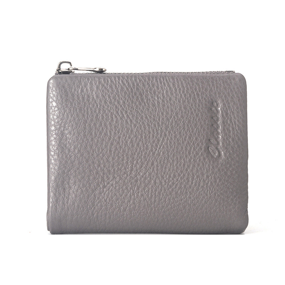 Leather Wallet Lychee Pattern Women's Short