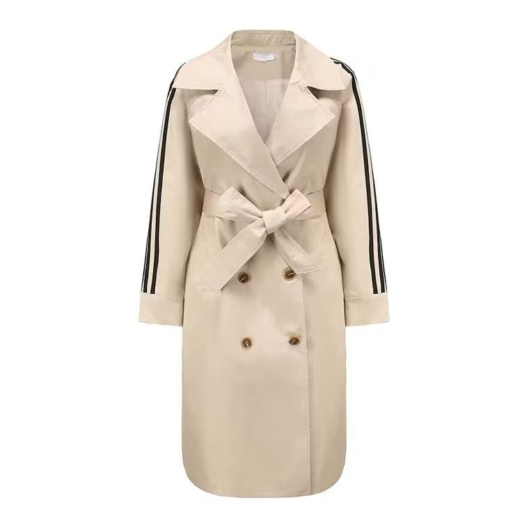 Vintage Stripe Mid-length trench coat for women