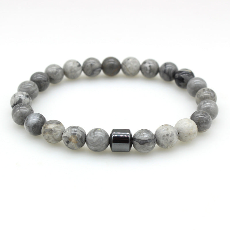 Tigereye Volcanic Rock Map Stone 8mm Bracelet