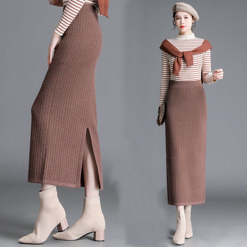 Knitted Straight Thickening Skirts For Women