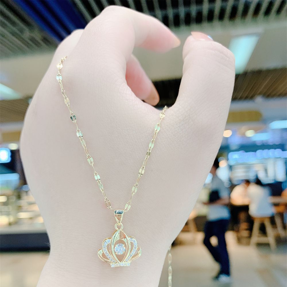 Women's Fashion Simple Full Diamond Perfume Bottle Clavicle Chain