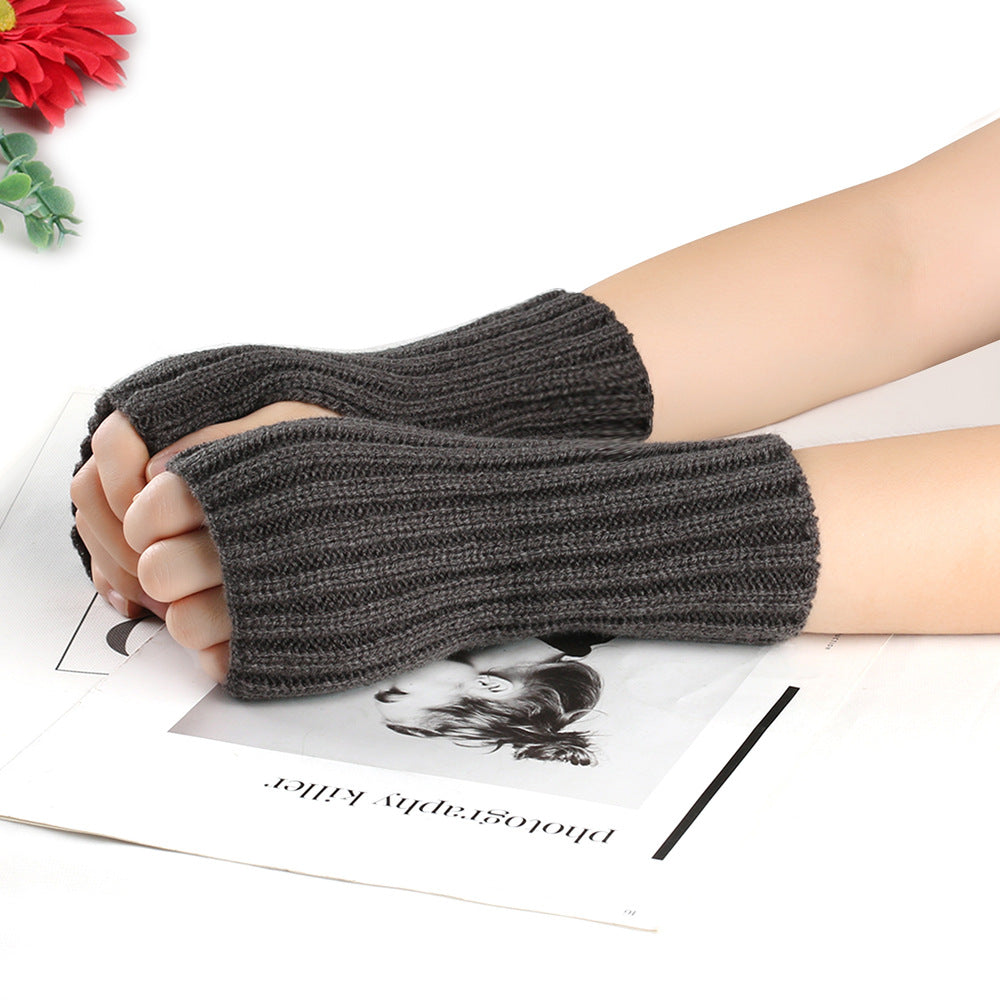 Knitting Wool and Straight Arm Knitted Warm gloves for women