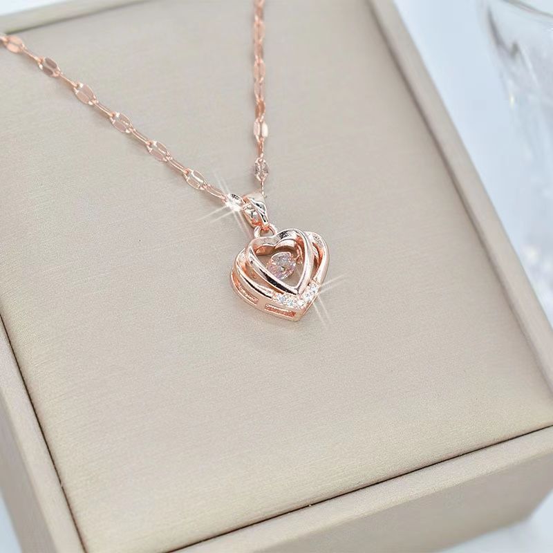 Women's Fashion Simple Full Diamond Perfume Bottle Clavicle Chain