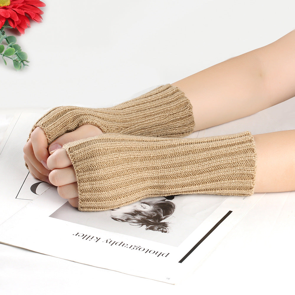 Knitting Wool and Straight Arm Knitted Warm gloves for women