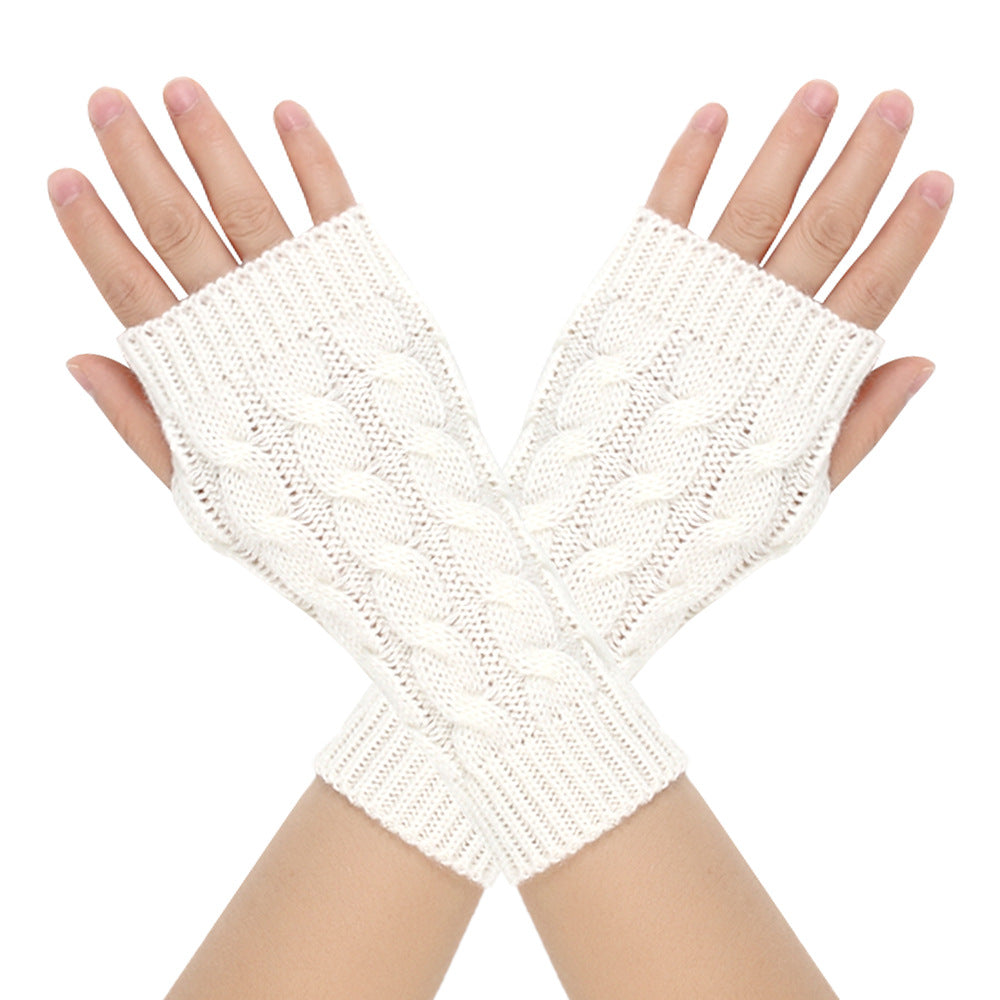 Warm Wool Open Finger winter gloves for women