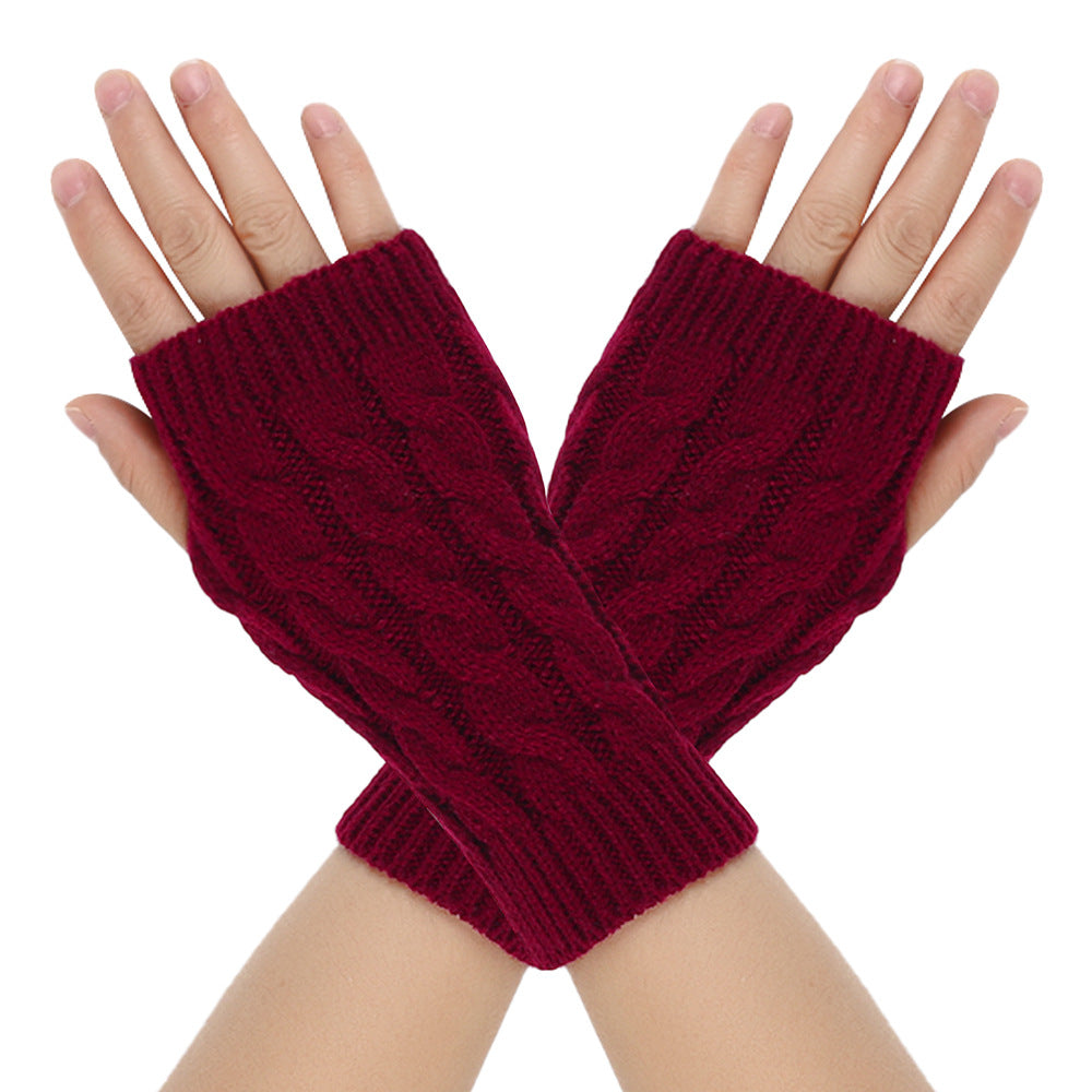 Warm Wool Open Finger winter gloves for women