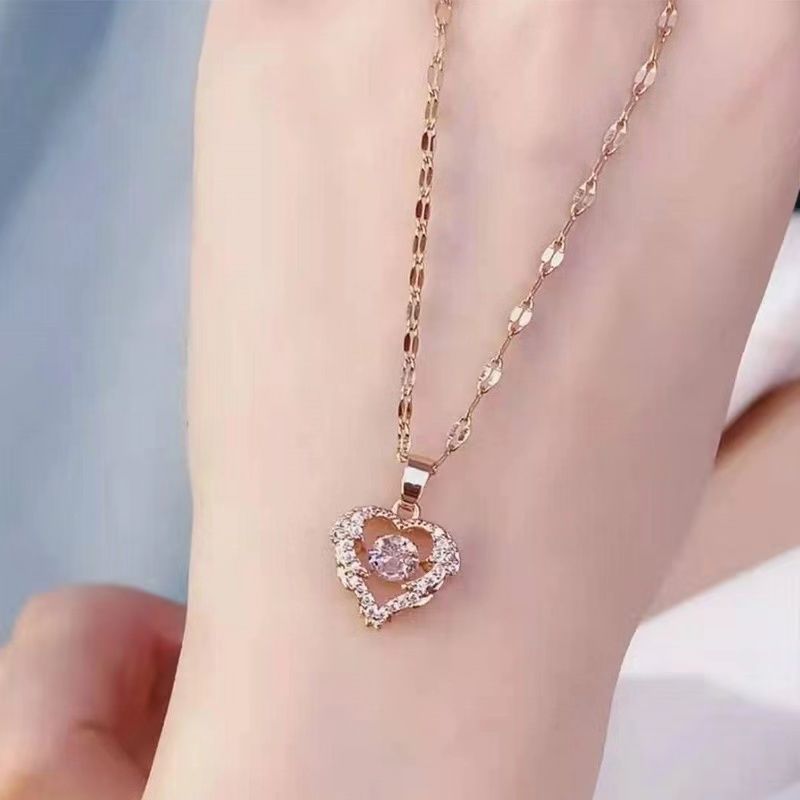 Women's Fashion Simple Full Diamond Perfume Bottle Clavicle Chain