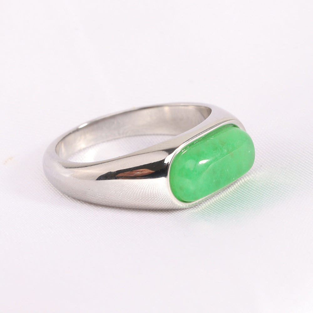 Women's Stainless Steel Inlaid Natural Stone Ring